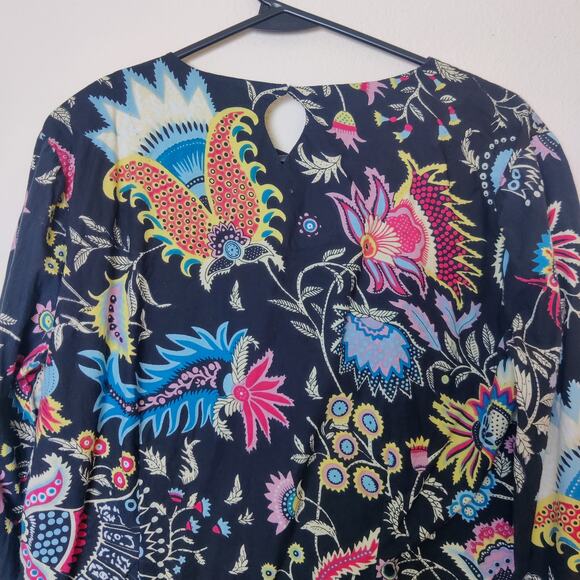 J. Peterman Epiphany Long Sleeve Cotton Tunic Small Black Colorful Boho Paisley - Picture 7 of 12